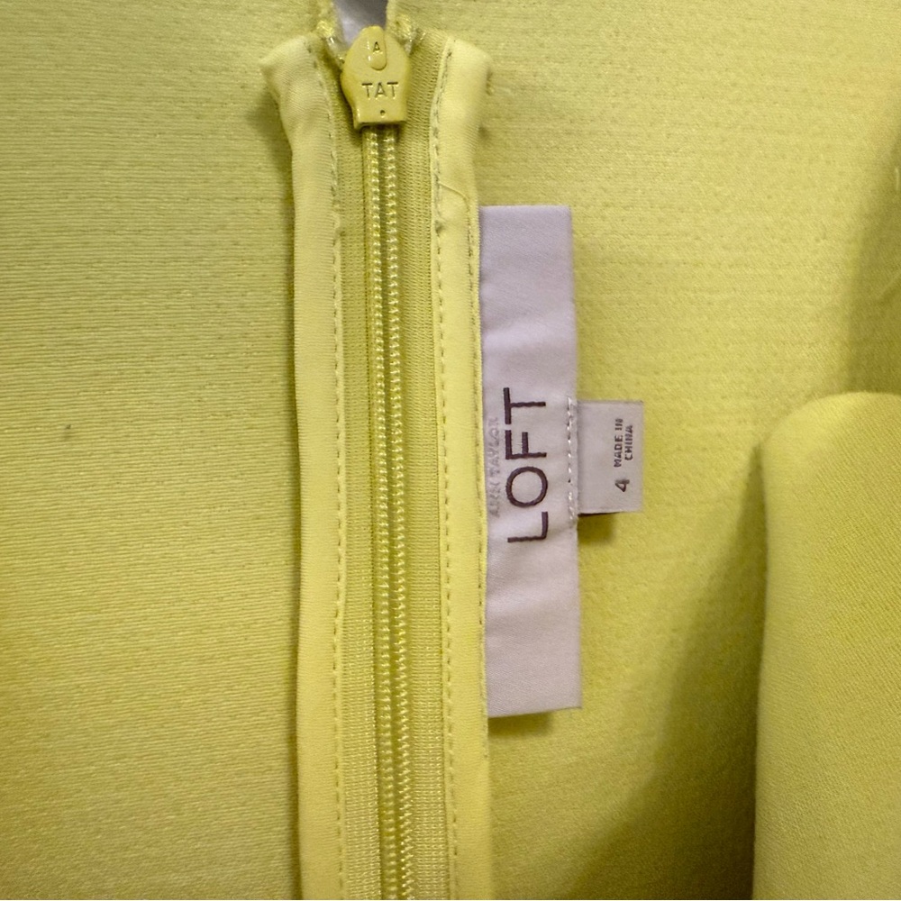 LOFT Lemon Yellow Scalloped Collar Mini Dress size 4 - Picture 6 of 9